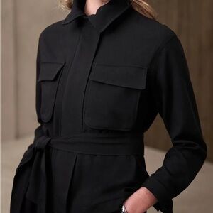 NWT L Banana Republic Black Button-Up Top belted shirt